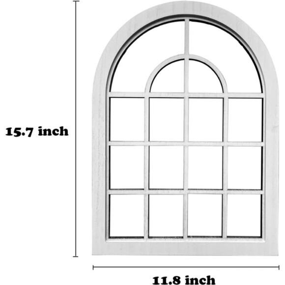 2PCS Arched Window Wall Mirror,Rustic Farmhouse Accent Mirror, Wood - Picture 7 of 8